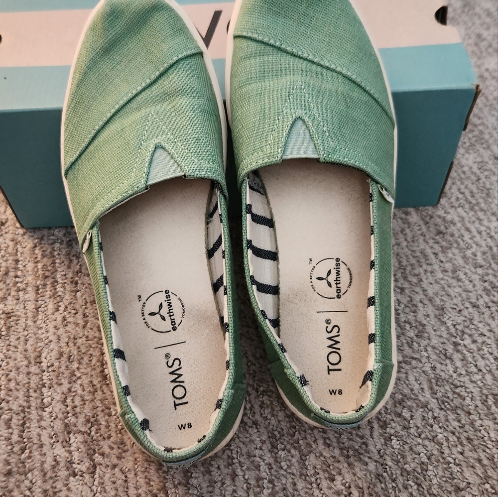 Toms Alpargata Cupsole Vintage Green Green HeritageCanvas Flats with Rubber Sole - Picture 5 of 7